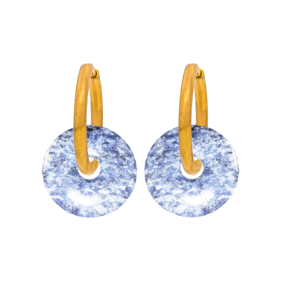 Pendientes Chimo Aro Liso Sodalita - (Petra: Acero Quirúrgico Waterproof y Piedras) - Mimiló
