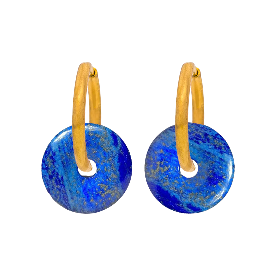 Pendientes Chimos Lapislázuli Aro Listo - (Petra: Acero Quirúrgico Waterproof y Piedras) - Mimiló