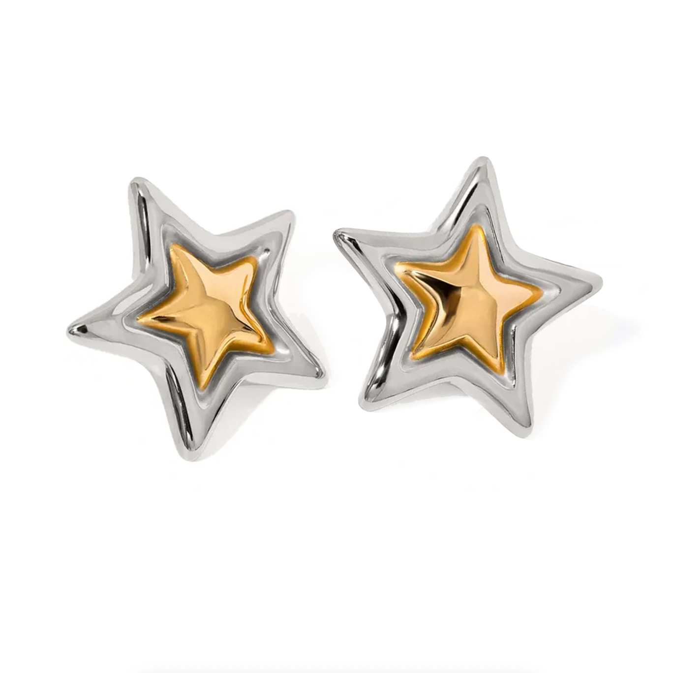 Pendiente Estrella Oro-Plata - (Acero Quirúrgico Waterproof)