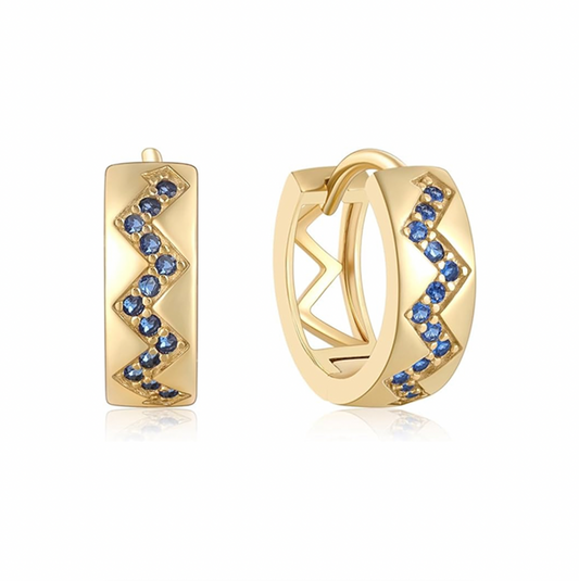 Aros Zigzag azul - (Plata de Ley 925) - Mimiló