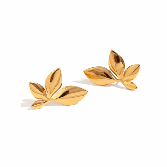 Pendientes Hojitas Oro - (Acero Quirúrgico Waterproof) - Mimiló