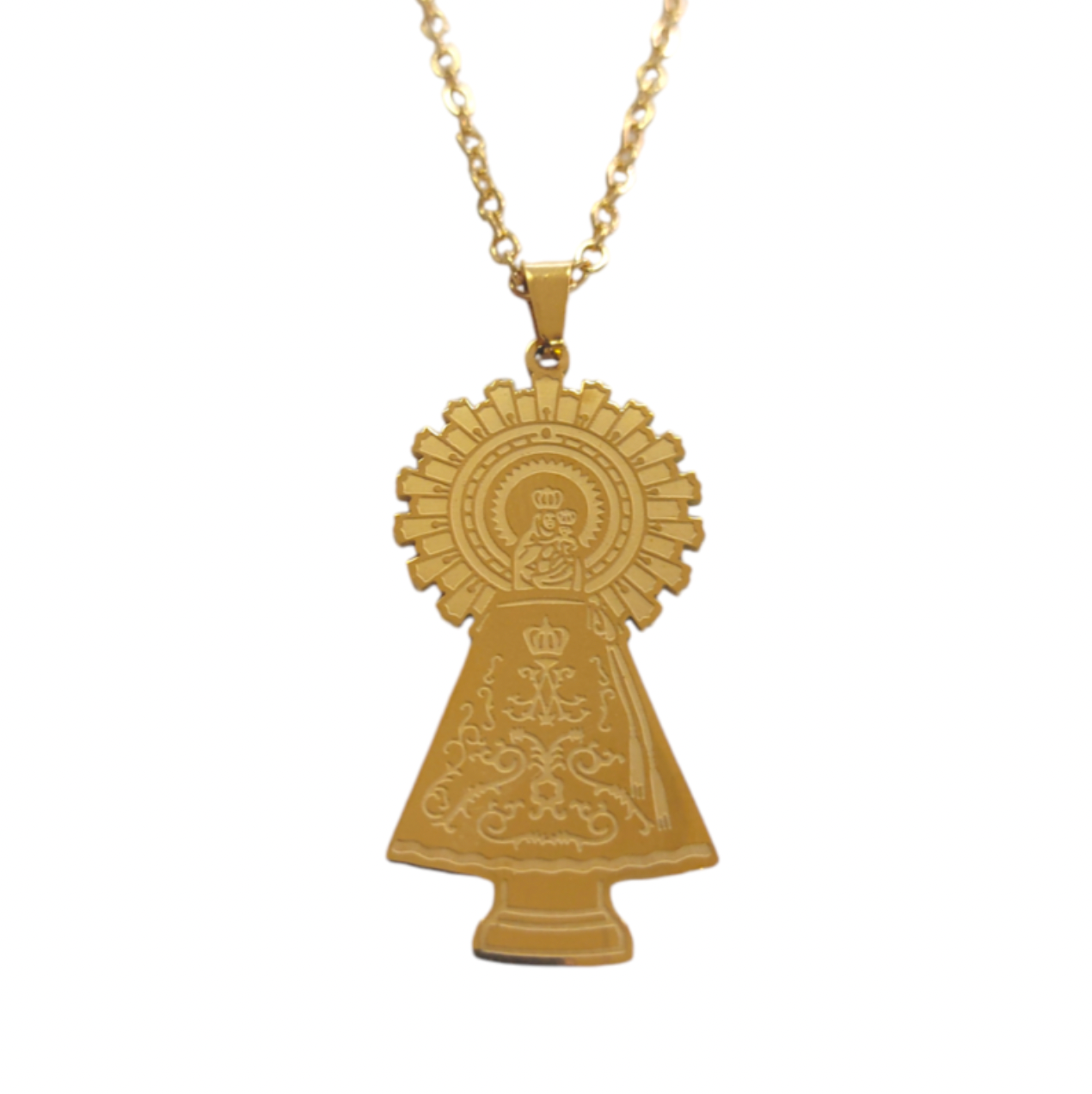 Collar Virgen Del Pilar Manto Grande - (Acero Quirúrgico Waterproof) - Mimiló