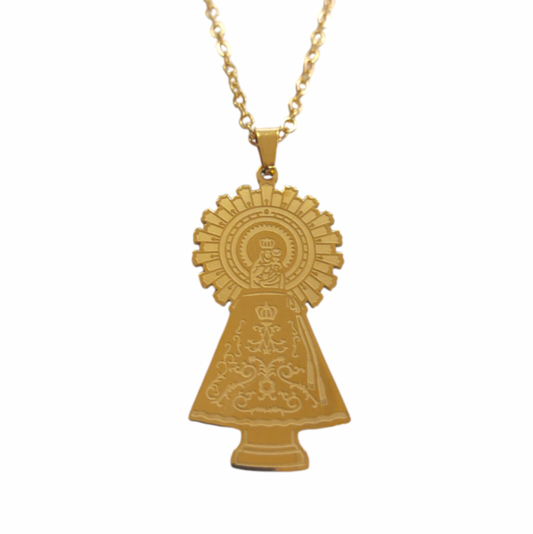 Collar Virgen Del Pilar Manto - (Acero Quirúrgico Waterproof)