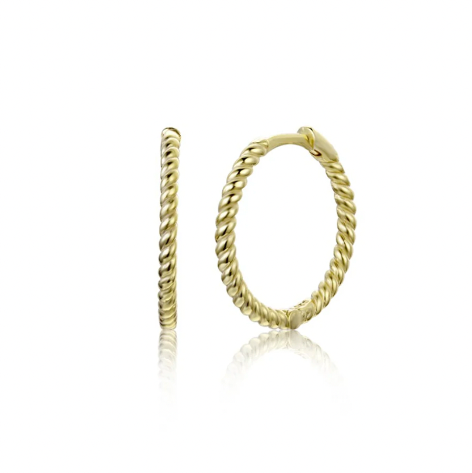 Aros Cordón Fino Oro 13mm - (Plata de Ley 925)