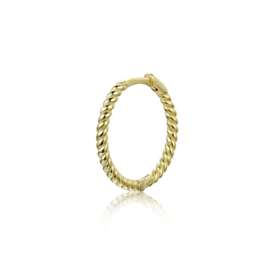 Aros Cordón Fino Oro 13mm - (Plata de Ley 925)