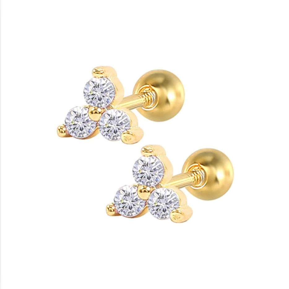 Mini pendientes Trébol Blancos - (Plata de Ley 925) - Mimiló