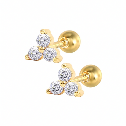 Mini pendientes Trébol Blancos - (Plata de Ley 925) - Mimiló