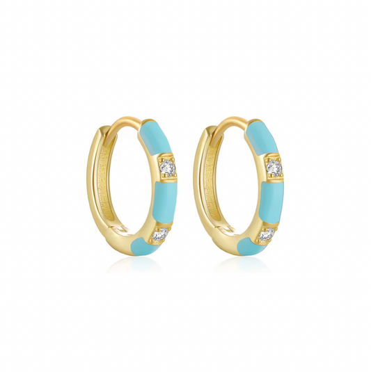 Aros New Bombay Turquesa - (Plata de Ley 925)