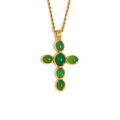 Collar Cruz Ilia Verde - (Acero Quirúrgico Waterproof)