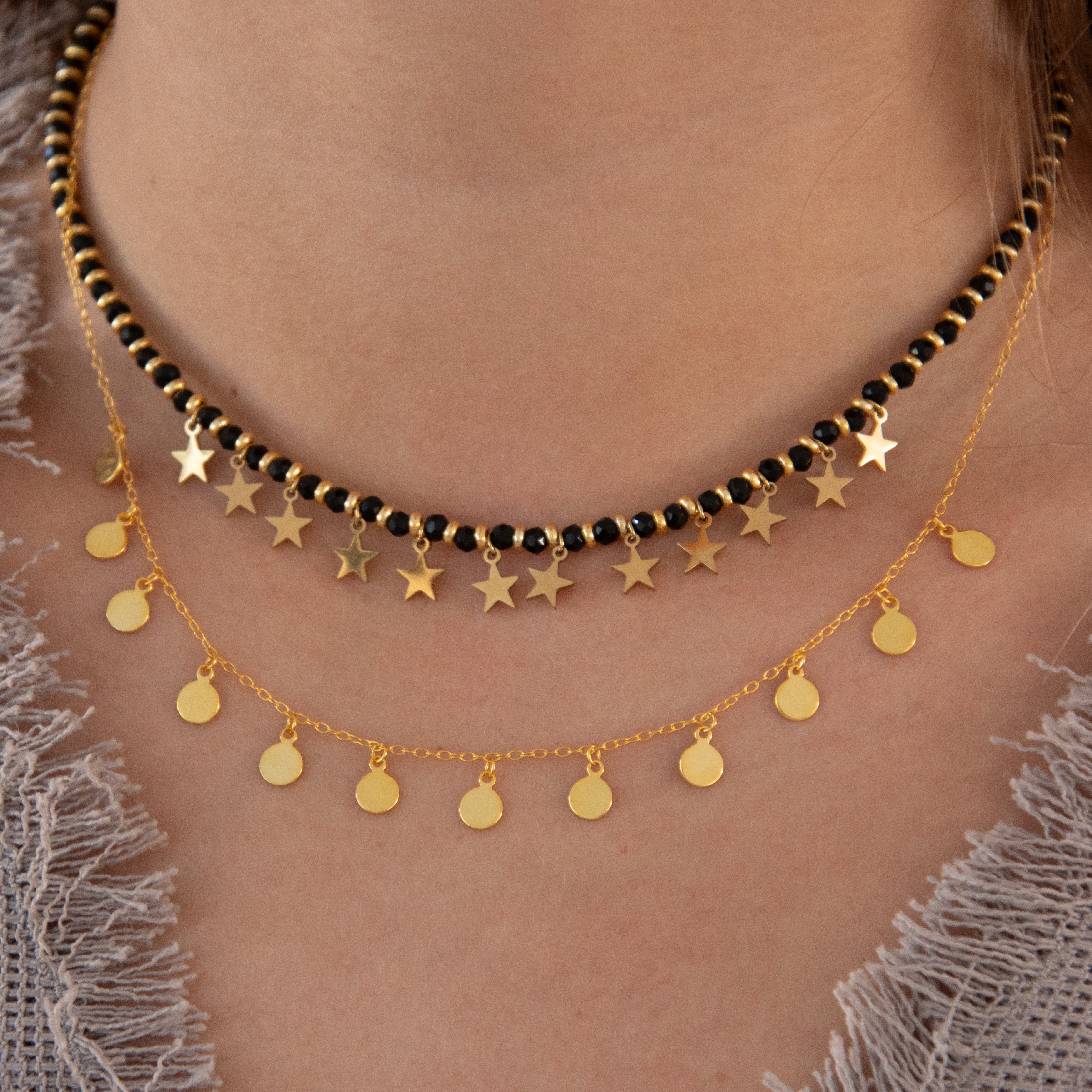 Collar Estrellitas Negro - (Acero Quirúrgico Waterproof) - Mimiló