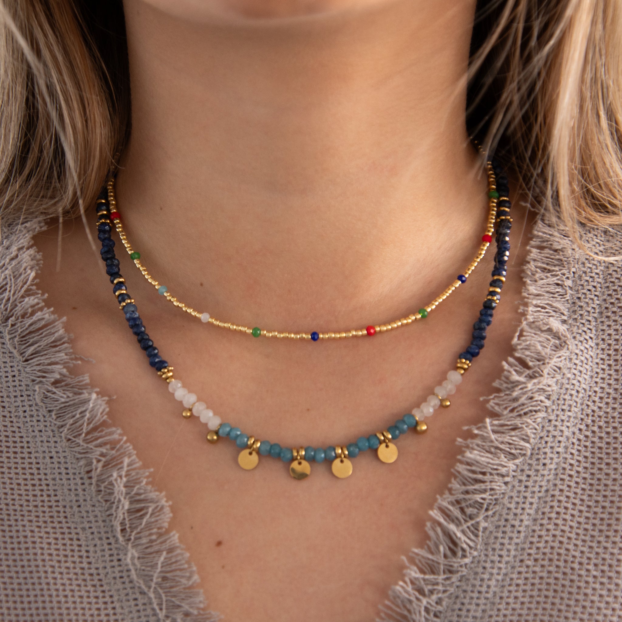 Collar Tabarca Azul - (Petra: Acero Quirúrgico Waterproof y Piedras) - Mimiló