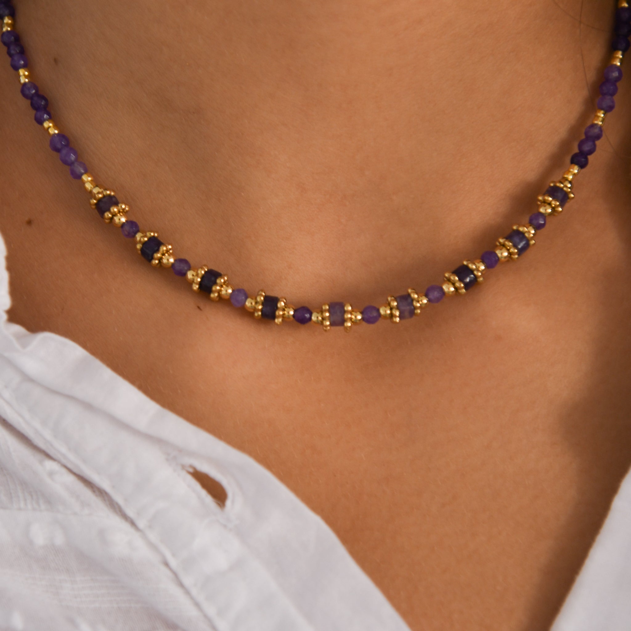 Collar Pompeya Violeta - (Piedras Semipreciosas Waterproof) - Mimiló