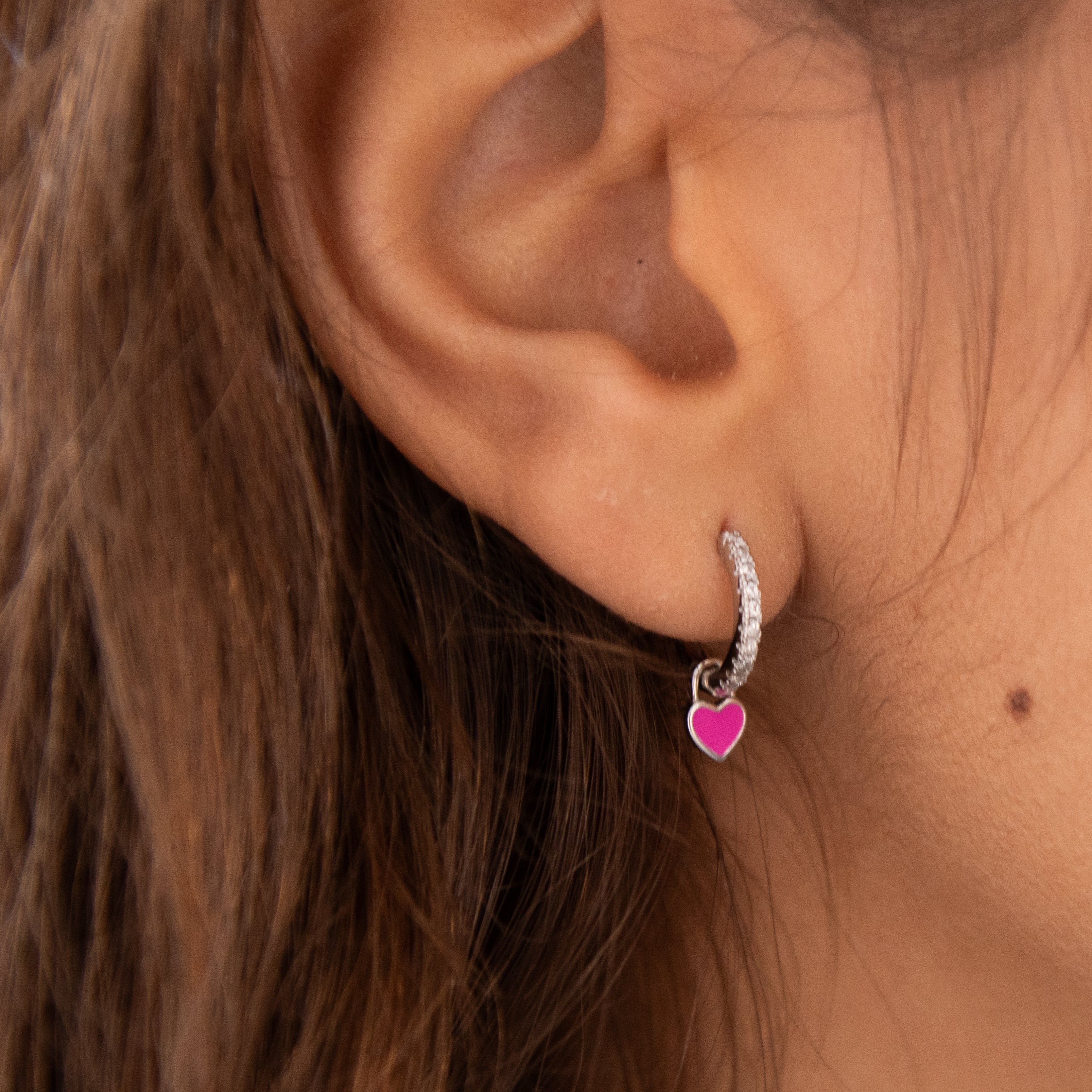 Aros Corazón Pink Plata - (Plata de Ley 925) - Mimiló
