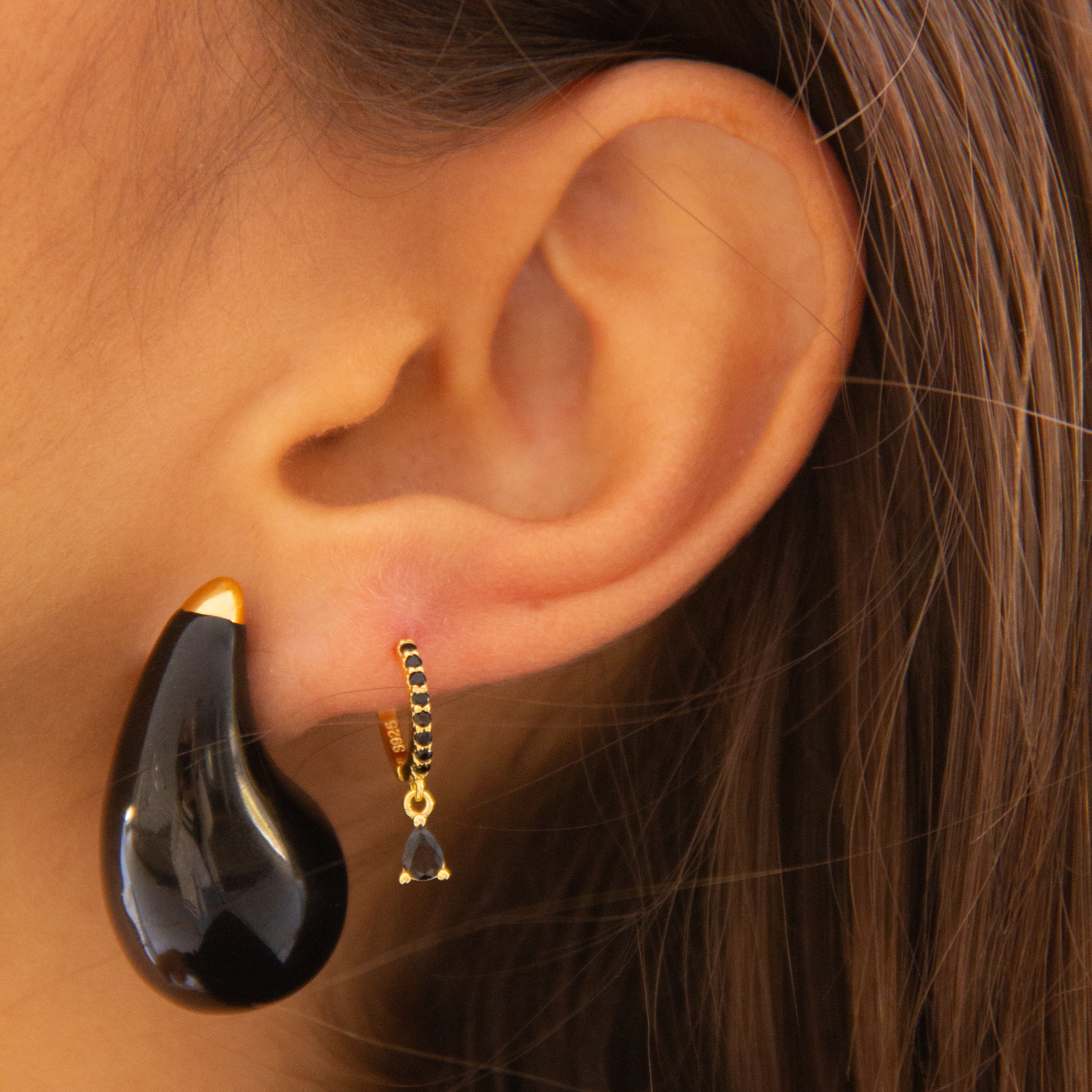 Pendientes Gota Negra - (Acero Quirúrgico Waterproof) - Mimiló