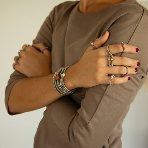 Pulsera Dominó Gruesa Plata Diamantada Oro Rosa 12mm - Acero Quirúrgico - Mimiló