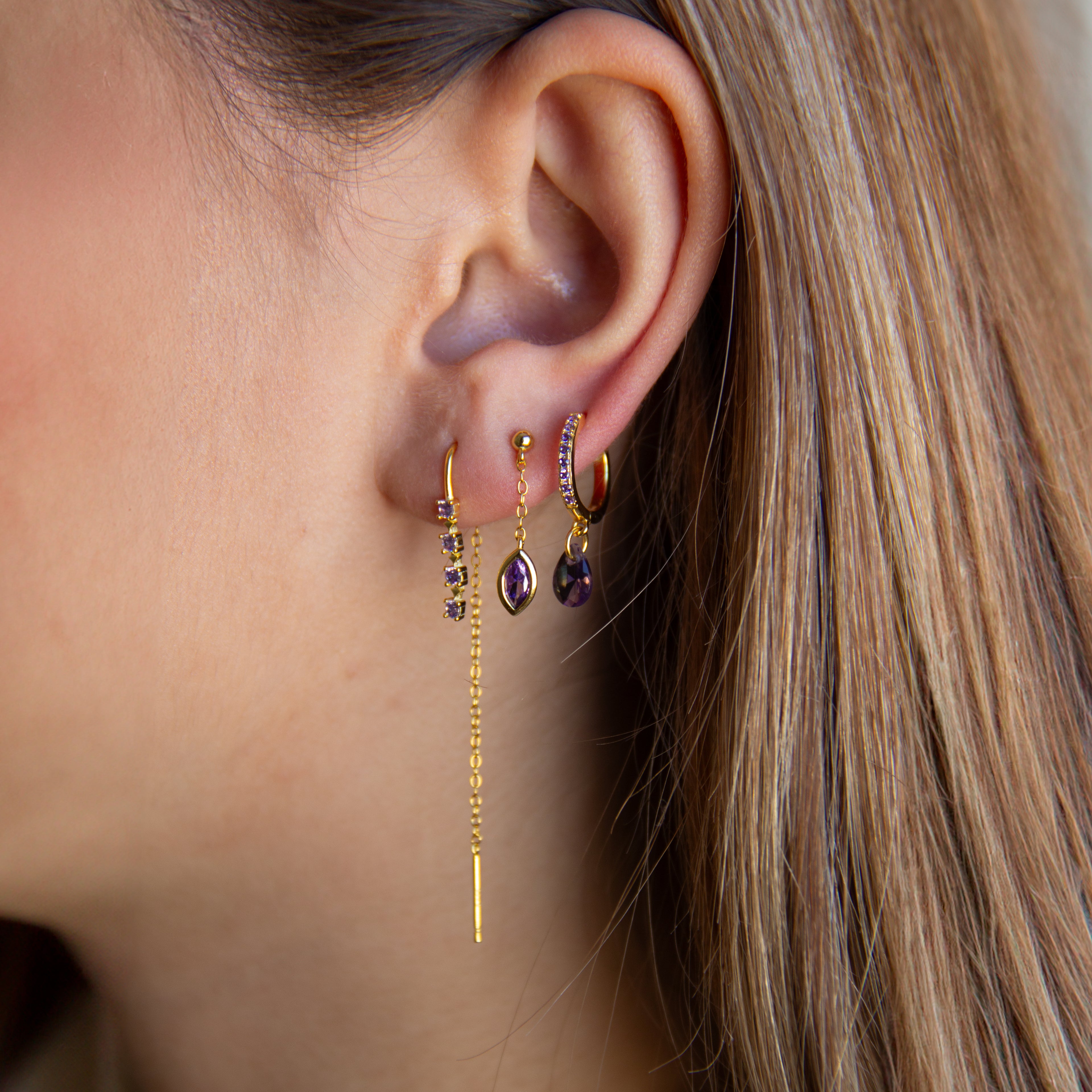 Pendientes Almudena Violeta - (Plata de Ley 925) - Mimiló