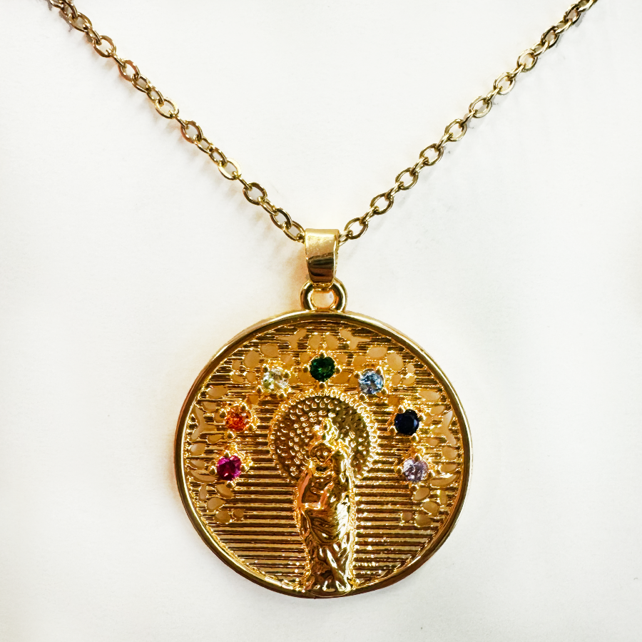 Medalla Virgen Del Pilar Resplandor Colores - (Acero Quirúrgico Waterproof) - Mimiló