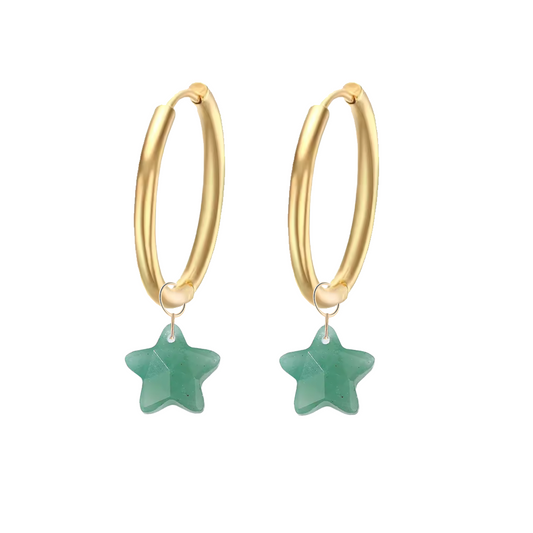 Aro 20mm Estrella Turquesa - (Acero Quirúrgica Waterproof)