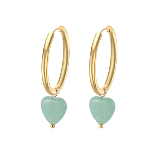 Aro 20mm Corazón Turquesa - (Acero Quirúrgica Waterproof)