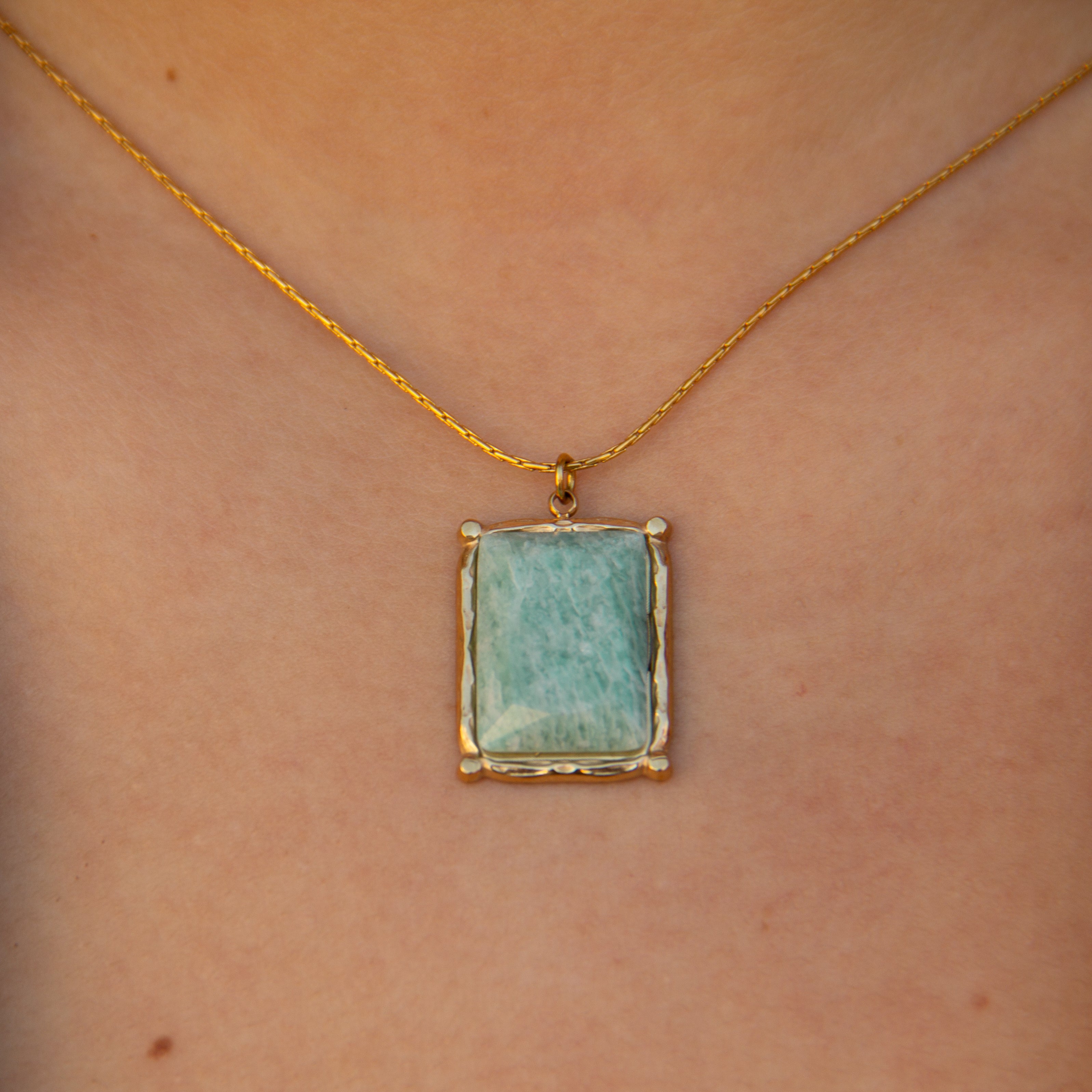 Collar Amazonita - (Petra: Acero Quirúrgico Waterproof y Piedras) - Mimiló