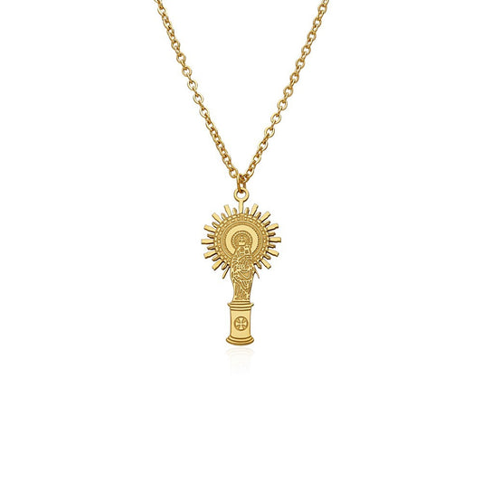 Collar Virgen Del Pilar Columna - (Acero Quirúrgico Waterproof)