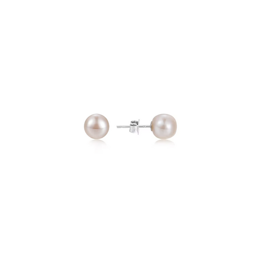 Pendientes Perla María 8mm - (Plata de Ley 925)