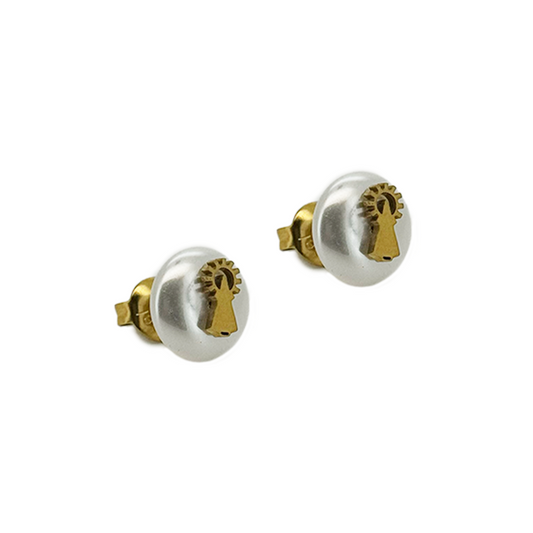 Pendientes Perla Virgen del Pilar - (Acero Quirúrgico Waterproof)