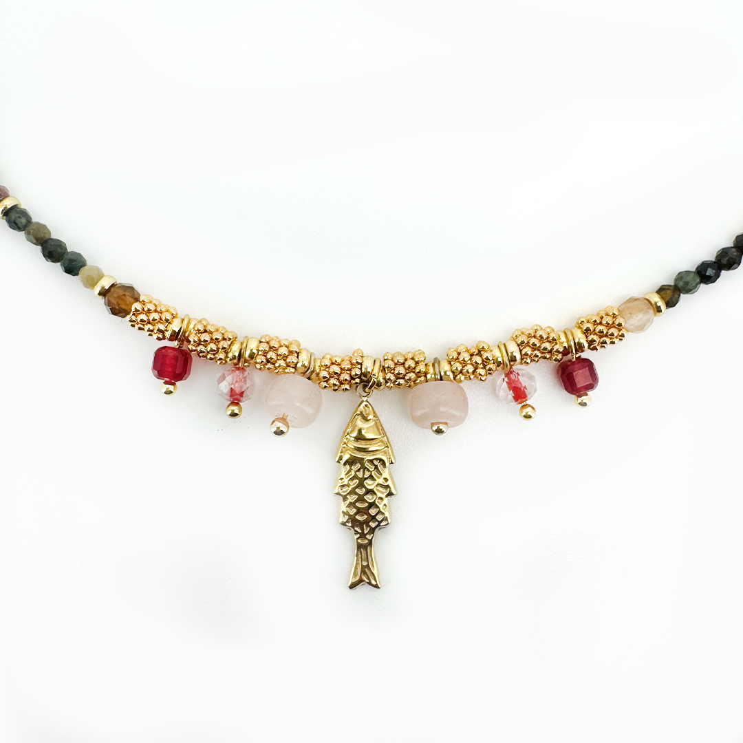 Collar Pececito Piedras - (Acero Quirúrgico Waterproof) - Mimiló