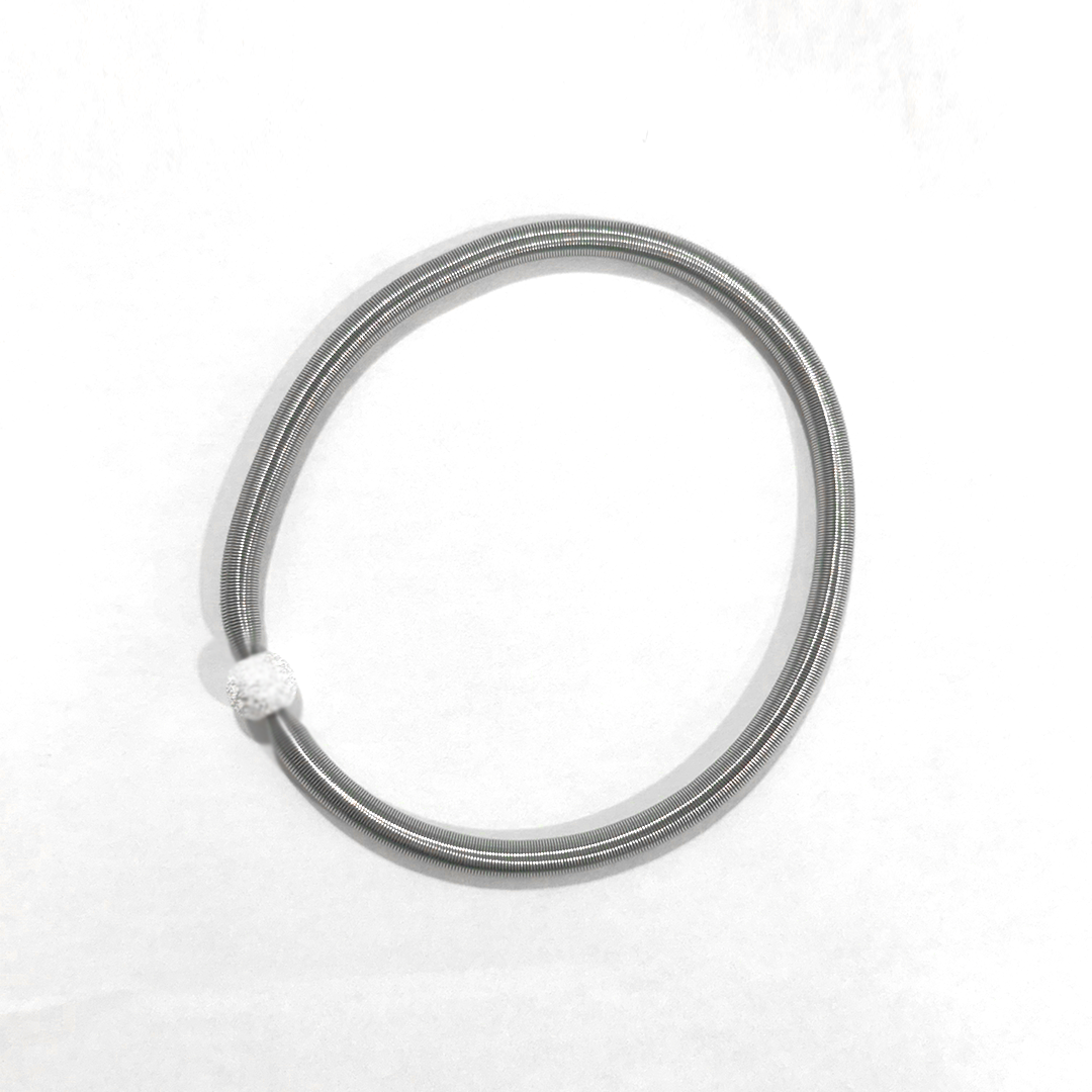 Pulsera Dominó Plata Diamantada Plata 6mm - Acero Quirúrgico