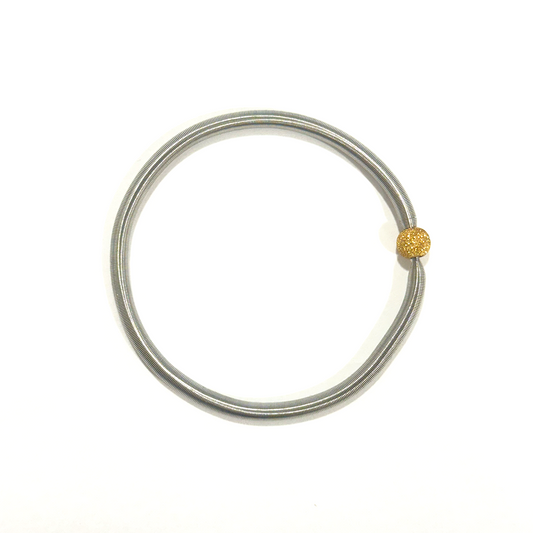 Pulsera Dominó Plata Diamantada Oro 6mm - Acero Quirúrgico