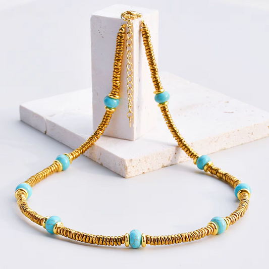 Collar Hematita Turquesa - (Acero Quirúrgico Waterproof)
