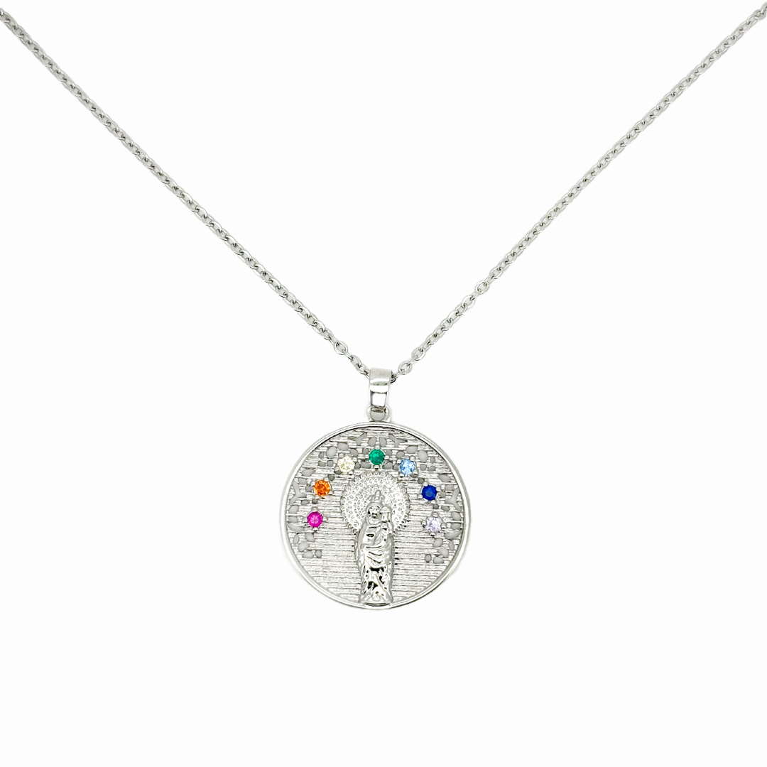 Medalla Virgen Del Pilar Resplandor - (Acero Quirúrgico Waterproof)