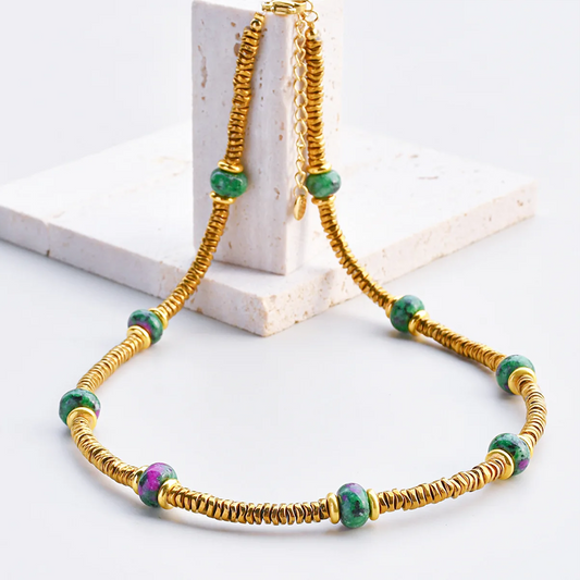 Collar Hematita Zoisita - (Acero Quirúrgico Waterproof)
